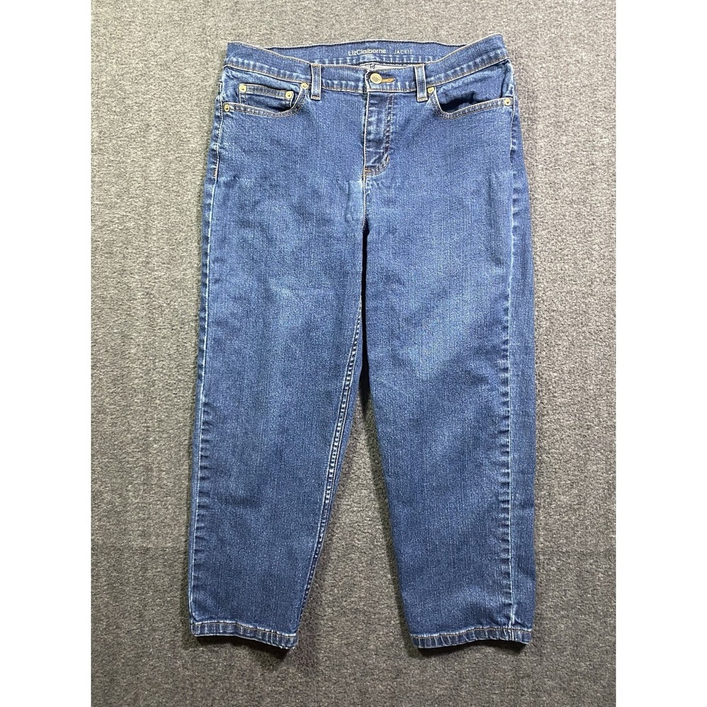 Liz Claiborne Jackie Straight Leg Blue Denim Jeans Womens Size 10 Mid Rise